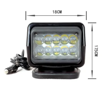 360 degree Rotating 50W Led Search Light Remote Control Spot Work Light For Jeep Off road Vehicles Trucks Boat