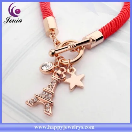 New exclusive Eiffel Tower charm bracelet red rope chain wholesale brand bracelet ( YWH5067)