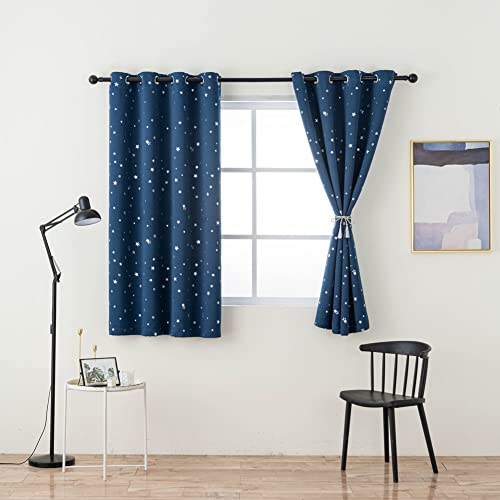 printing curtain navy 2