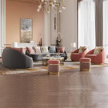 Luxury Leisure Home Living Room Sofa Set Velvet Fabric Couch
