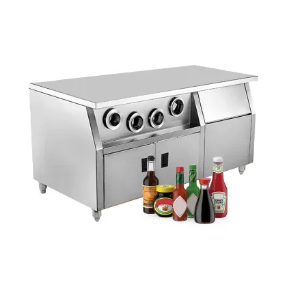 Stainless Steel Commercial Kitchen Island Cup Dispenser Work Bench with Wheels