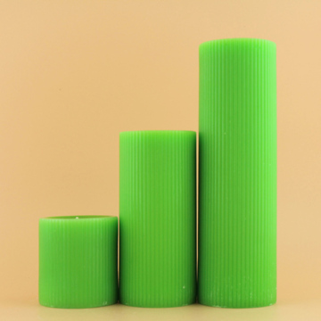 Green Color Pillar Candle with Fluted Candles