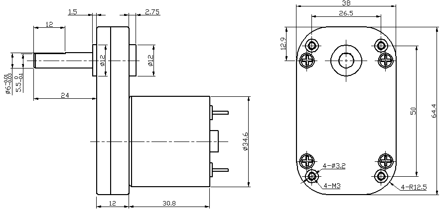 offset gear motor
