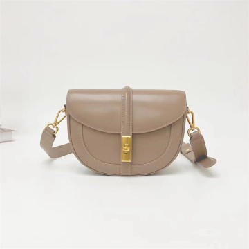 Fashion Saddle Leather Diagonal Light Khaki Ladies Bag