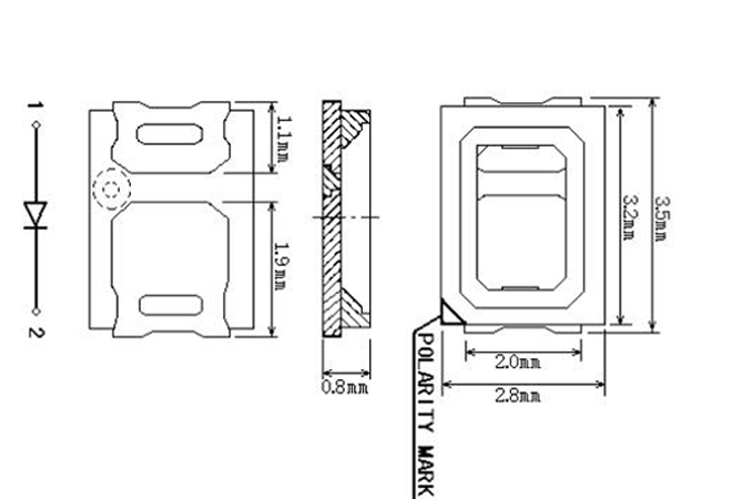 2835 White SMD LED size