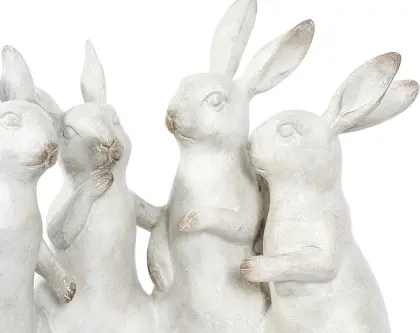 Whitewashed Polyresin Bunny Quartet Figures