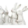 Figures de quatuor de lapin en polyresine blanchie à la chaux