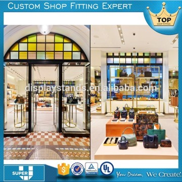 Global brand modern custom retail leather bag store furniture