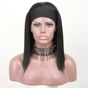 Long Silky Straight Black Head band Wig Synthetic Hair Headband Wigs For Black Women