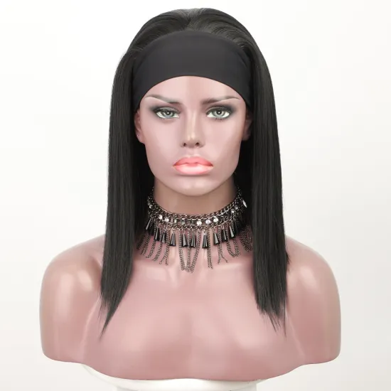 Long Silky Straight Black Head band Wig Synthetic Hair Headband Wigs For Black Women