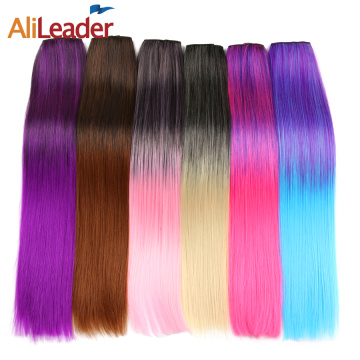 Alileader Nouveau arrivée 120g 24 pouces lisse lisse lisse 15 clips Clip dans une extension de cheveux synthétique