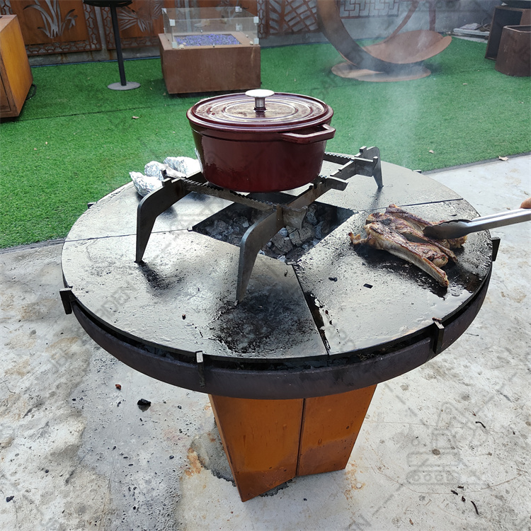 Wood Charcoal Barbecue corten steel BBQ