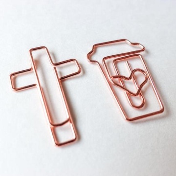 Rose Gold Coffee Cup Shape Paper Clip Kawaii Bookmark for Office & School
