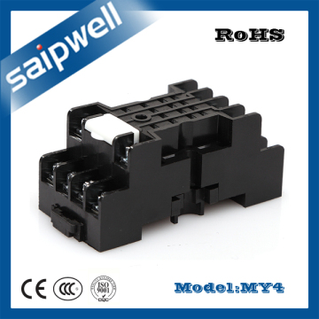 Saipwell 18f-4z-C3 (MY4) 2014 Most Popular Black Relay Socket, Plastic 7A Relay Socket, Miniature Type Electronic Relay Socket