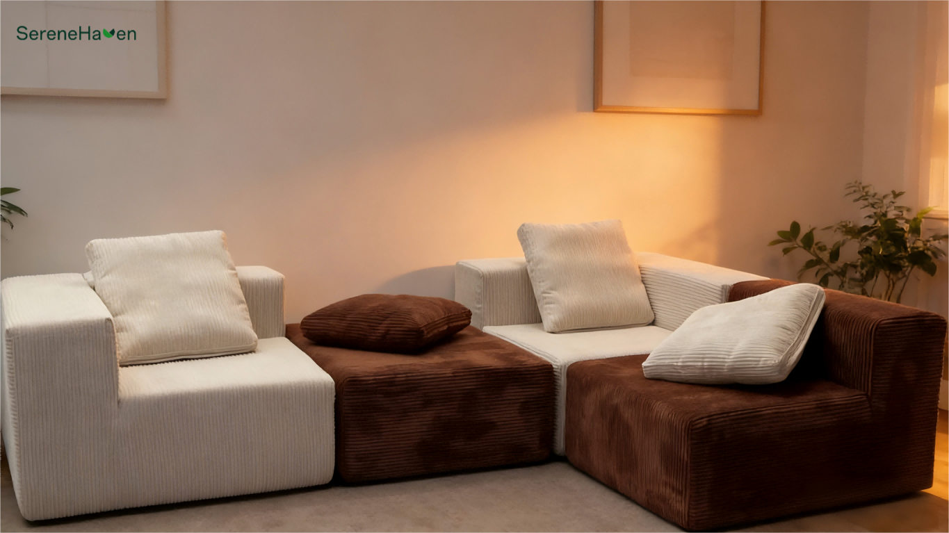 SereneHaven Modular Compression Sofa Layout Scenario