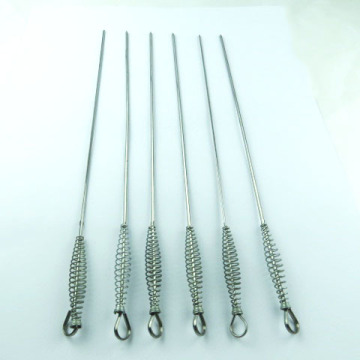 6pcs spring handle stainless steel BBQ skewer set