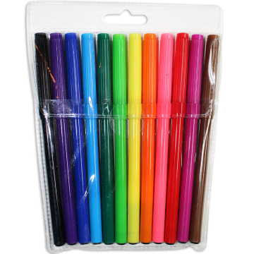 12 Color Fiber Tip Marker Pen Set - Hot Selling Drawing Pens in PVC