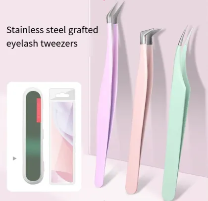 Premium Eyelash Care Tools: Vibrant Colorful Eyelash Tweezers, Curler, and Graft Clip