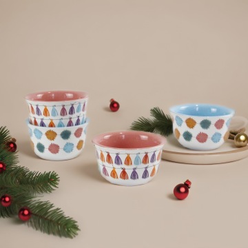 Ceramic Bakeware Set: Nordic Cute Round Cupcake Souffle Dishes for Home or Gift