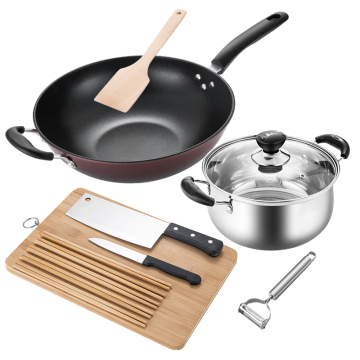 MAXCOOK CONVERSÃO CONSULTADO: 8 PC WOK &amp; POT STAP COM PEELER E CACOTOS (5 PARES)