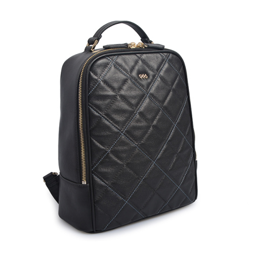 Sac à bandoulière cartable en peau de mouton pour femme-Noir