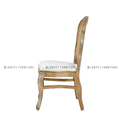 Rustic Natural French Banquet Wood Chair Louis XV