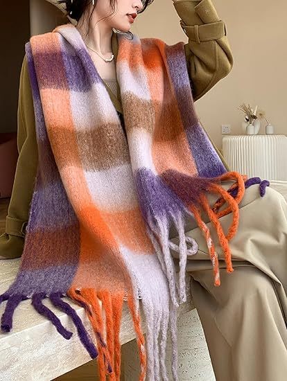 Wander Agio Winter Women Warm Scarf Long Shawl Large Scarves Cold Weather Thick Blanket Scarfs Colorful Plaid
