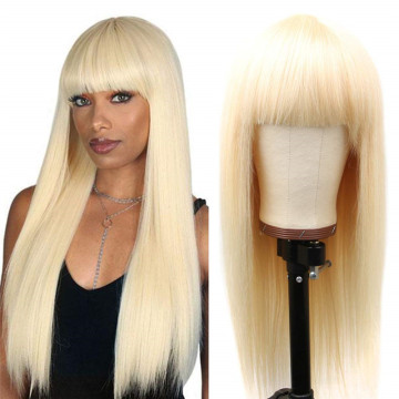 wholesale 613 machine made human hair wig with bangs, human hair products curly clsoure frontal wig for black women