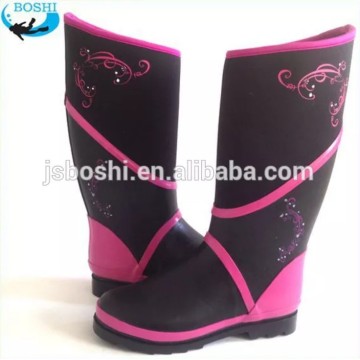 Waterproof women fashion printing rubber rain boots