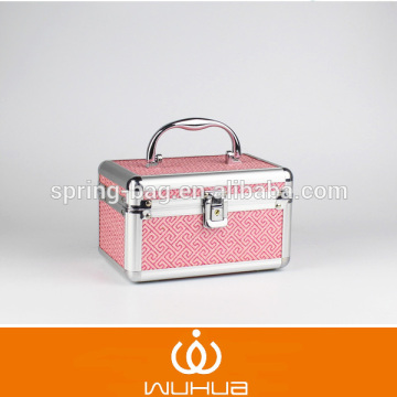 Makeup Train Case Cosmetic Organizer w/ Mirror 3 Trays Aluminum Jewelry Box