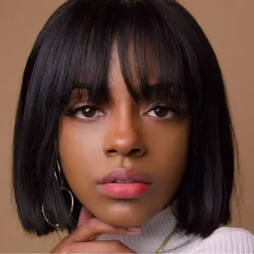 Cheap Price Straight Human Hair Wig Brazilian Virgin Hair Bob Wig With Bangs Full Machine Made Human Hair Wigs For Black Women