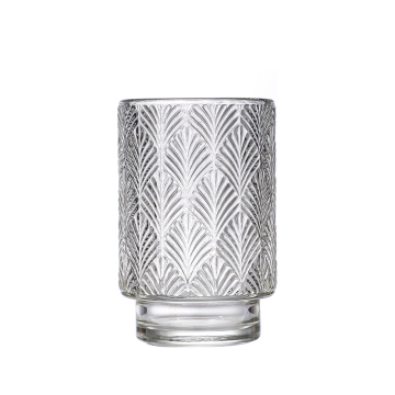 Transparent Relief Candle Cup with Thickened Glass and Retro Pattern