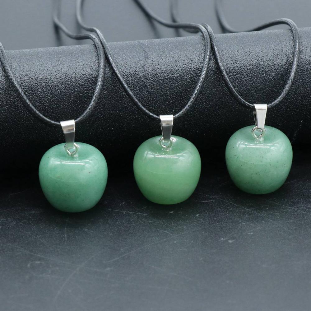 Collier pendentif aux pommes 3D Aventurine pour les filles