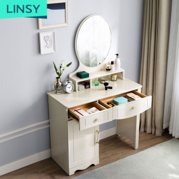 Linsyドレッシングテーブル - 鏡と引き出しでセットされた美容メイクアップトイ