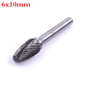 1PC 6mm Shank 10mm Head Tungsten Carbide Rotary Burrs Cutter Double-cut Rotary File for Metal Jade Dremel Rotary Tools 6*10mm