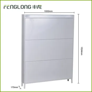 modern vertical metal shoe cabinet in living room