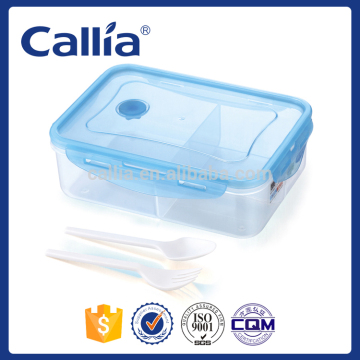 Hot Selling airtight Square Plastic Microwave Lunch Box with cutlery
