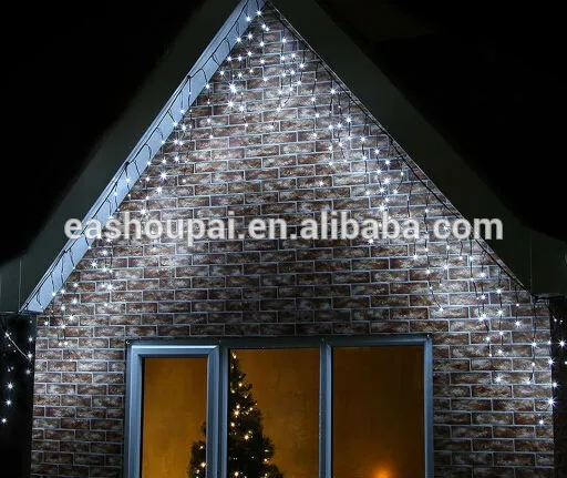 5m White Icicle Light Connectable with 192 LEDs Black Cable