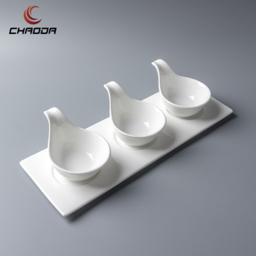 Hot Design Porcelain 3 Caviar Bowl with Tray Set - Plates, Bowls & Sushi Bowls for Japanese Restaurant Tableware