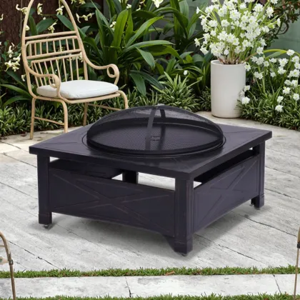 Outdoor Square Slate Fire Pit