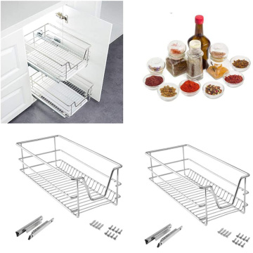 Chrome Coated Steel Kitchen Basket Telescopic Drawer