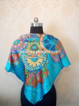 Brand like scarf 100% silk charmeuse digital printed square silk scarves 90x90cm