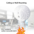 Portable White Standalone 2 in 1 combo detector smoke detector and carbon monoxide detector