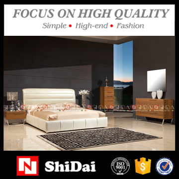 B9012 high quality white leather double bed