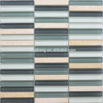 MBP4004 Excellent Quality strip crystal glass mixed stone mosaic tile