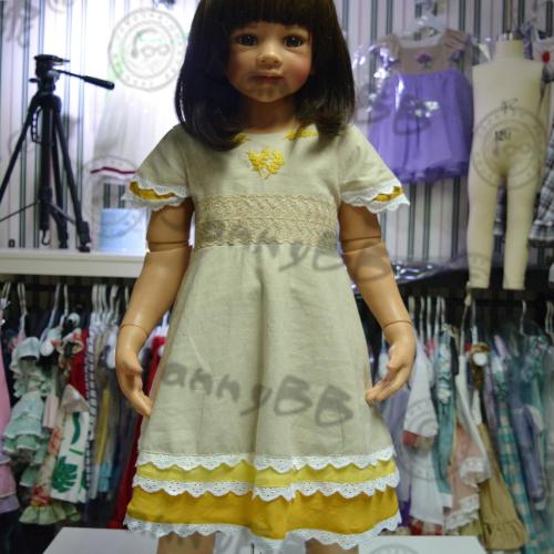 Baby meisje mosterd tarwe embrodiery kleding set