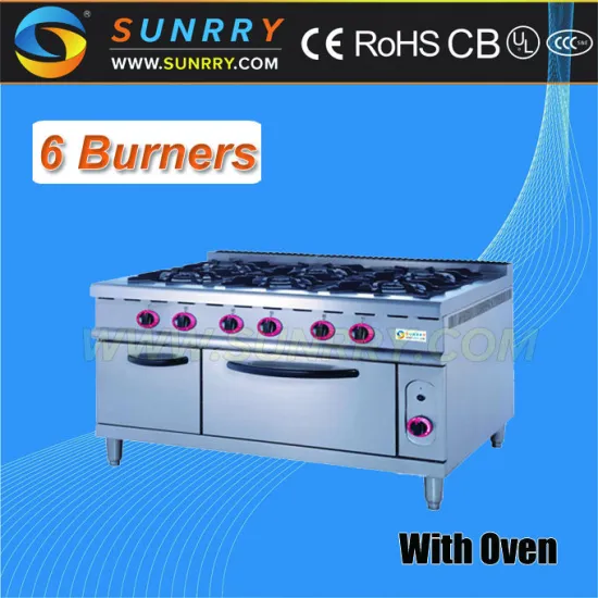 Commercial used free standing gas cooker gas valve wih electric oven