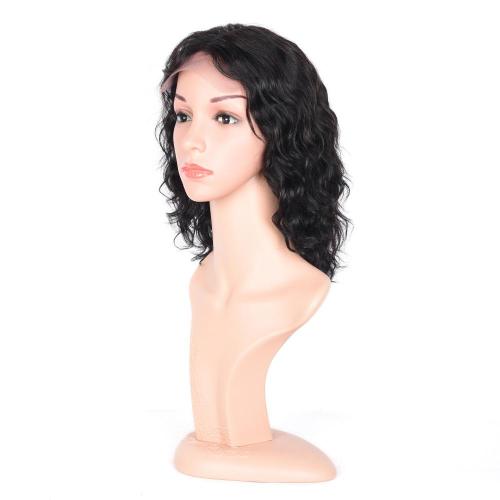 100% NATURAL VIRGIN REMY HUMAN HAIR WAVY LACE FRONT WIG