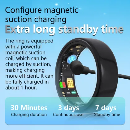 IP 68 Waterproof Smart Ring for iOS and Android: Health Tracker Smart Finger Ring
