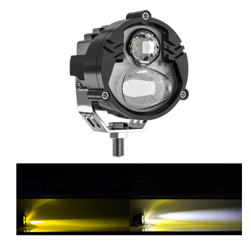 Double Lenses LED Lens Spotlight White/Yellow for Motorcycle, ATV, Buggy, Car